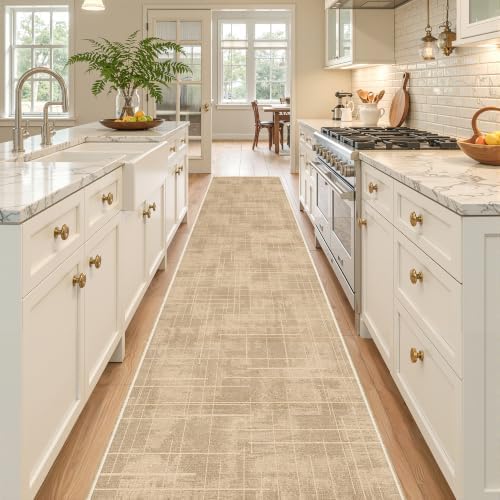 2x12 Runner Rug Non Slip,Washable Hallway Runner Rug,Brown by Restydon