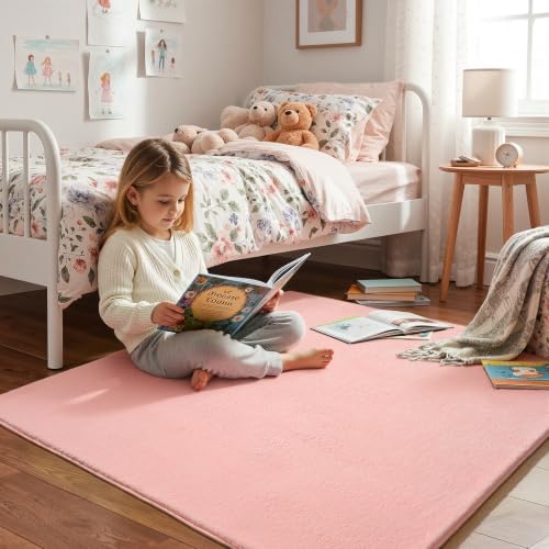 Amearea 4x4 Square Area Rugs for Bedroom Living Room, Pink Memory Foam Rug - Image 2