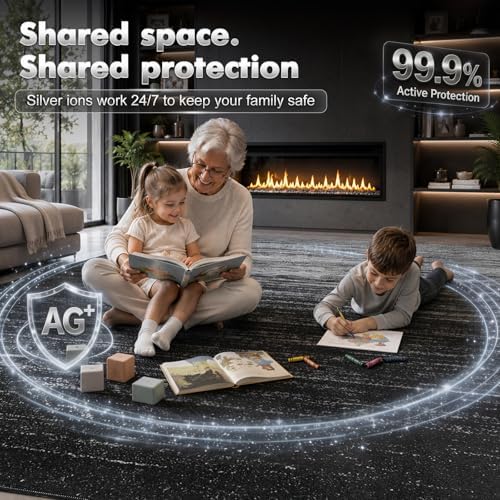 LIANLAM 2x3 Silver Infused Self-Cleaning Rug for Kitchen (2x3,Black) - Image 5