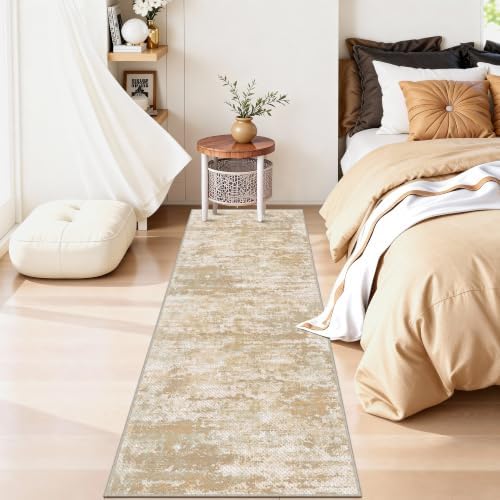 Abstract Washable Runner Rug 2x6, Hallway Rug Non-Slip, Woven Non-Shedding Thin Runners for Entryway, Kitchen, Laundry Room, Beige&Yellow - Image 6