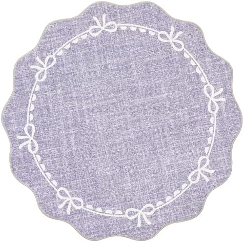 GarveeHome 6ft Round Rugs Washable Scalloped Bow Rug for Bedroom, Purple - Image 4