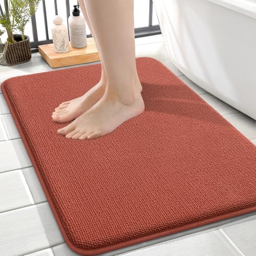 OLANLY Thick Memory Foam Small Bathroom Rugs Mats 24x16, Rustic Terracotta by OLANLY