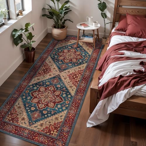 Tangsoo 2x5 Washable Runner Rugs for Hallways, Oriental Non Slip Red Runner by Tangsoo