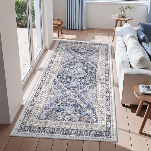 zesthome 3x6 Runner Rug Non Slip,Washable Hallway Runner Rug,Blue by Zesthome