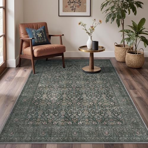 Bavni 6x9 Area Rugs for Living Room, Washable Low Pile, Charcoal Taupe - Image 2