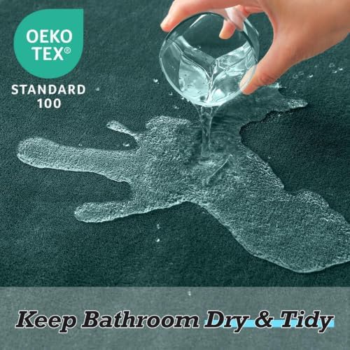 HUXMEYSON Bathroom Rugs Sets 3 Piece, Non-Slip & Quick Dry Bath Mat Set, Ultra Soft Velvet Bath Rugs for Bathroom, Toilet and Shower Floor, Peacock Blue - Image 5