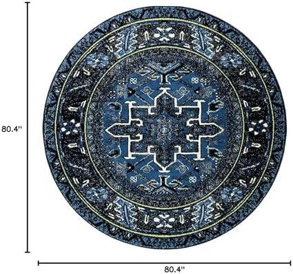 SAFAVIEH Vintage Hamadan Round Rug 6'7", Traditional Blue & Grey VTH211N - Image 2