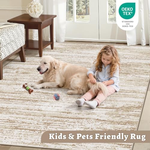 Area Rug 8x10 Living Room Rugs: Washable Modern Rug Large Non-Slip Soft Rugs Stain Resistant Printed Rug Indoor Carpet for Bedroom Kitchen Dining Room Nursery Playroom Home(Brown, 8'x10') - Image 5