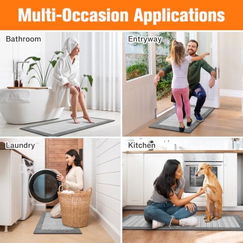 StepRite Kitchen Rugs, Kitchen Mats for Floor, 20"X32"+20"X47", Light Grey - Image 7