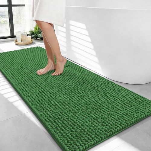 OLANLY Thick Chenille Bathroom Runner Rugs Mats 44x24, Olive Green by OLANLY
