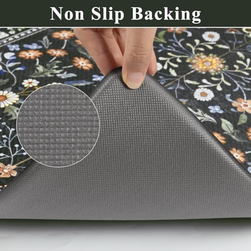 Yamaziot Boho Anti Fatigue Kitchen Rug Set of 2 Black, Non-Slip Kitchen Mat - Image 5