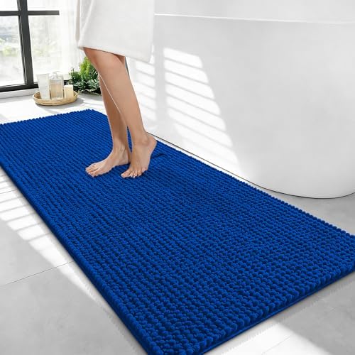 OLANLY Thick Chenille Bathroom Runner Rugs Mats 44x24, Royal Blue by OLANLY