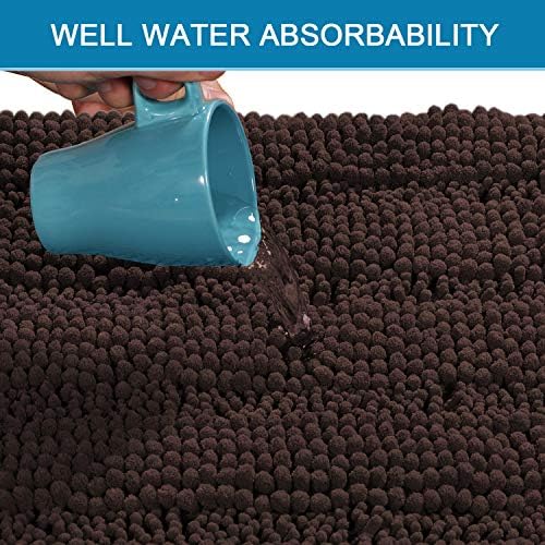 Bathroom Rugs Bath Rug Set 2 Piece Bathroom Contour Rug Toilet Mat Sets Non Slip Contour Bath Rug Set Ultra Thick Water Absorbent Striped Bath Mats Washable(20" x 32" Plus 20" x 20" U, Chocolate) - Image 5