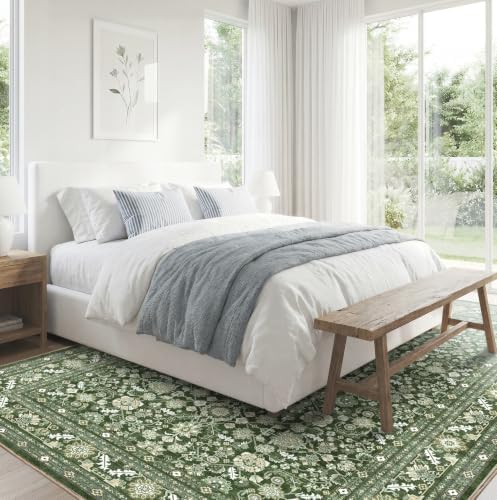 OPPODREAM Vintage Dark Green Area Rugs 5x7, Washable Rug for Living Room - Image 4