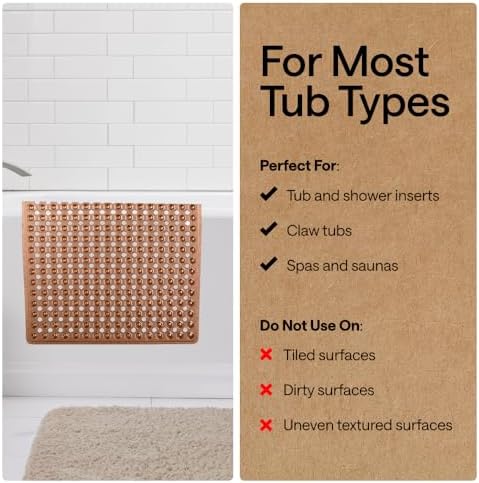 GORILLA GRIP Bath Tub Shower Mat, Bathtub Floor Liner, 35x16 Brown - Image 5