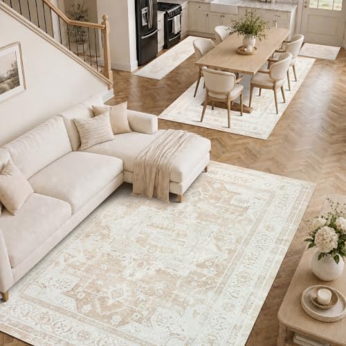 Washable 4'x6' Vintage Area Rug for Bedroom Living Room - Image 3
