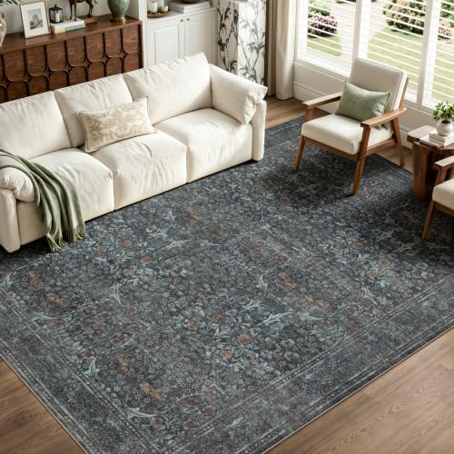 JOLLYVOGUE 6x9 Area Rugs for Living Room, Washable Rug, Dark Green by JOLLYVOGUE