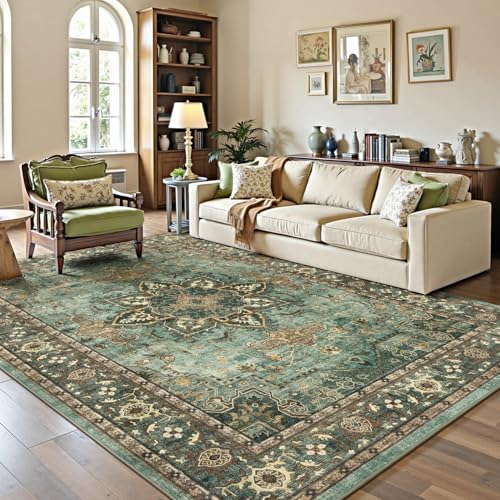 Lofus 6x9 Green Area Rugs for Bedroom Living Room, Vintage Boho Carpet by Lofus
