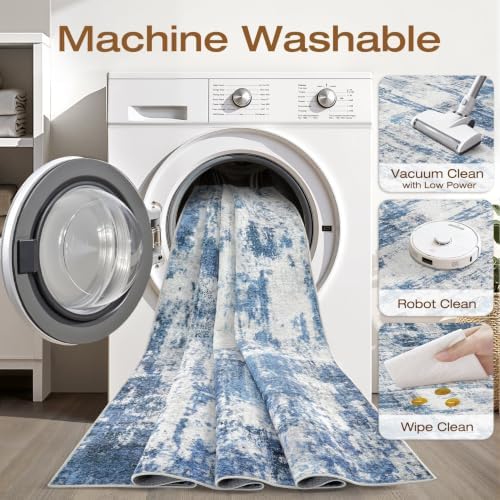 LOONGRUG 6x9 Area Rug Washable Neutral Modern Rug for Living Room Navy Gray - Image 2