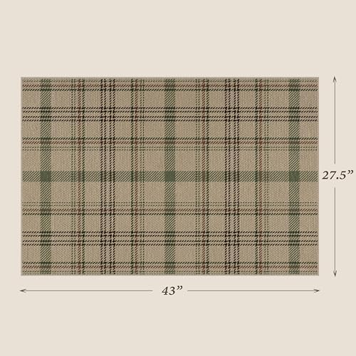 JTJ Easy Jute Front Porch Rug 27.5" x 43", Sage Green Plaid - Image 2