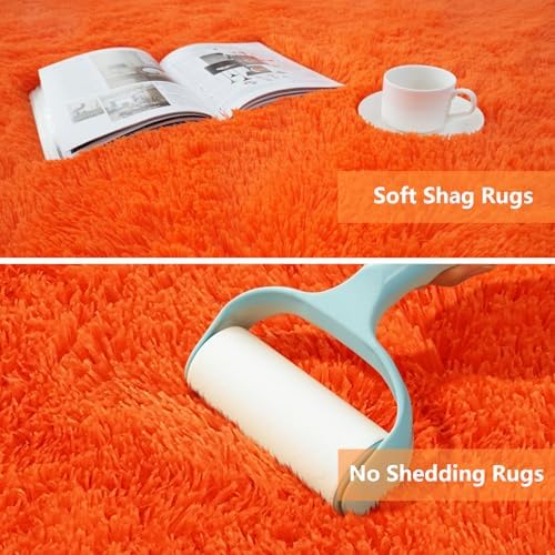 Shag Area Rugs for Bedroom Living Room,Orange 4X6 Ultra Soft Fluffy Area Rugs for Dorm,Indoor Carpet Plush Rugs for Home Halloween Decor - Image 6
