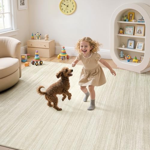 UERMEI 5x7 Washable Area Rug - Neutral Modern Abstract Living Room Rugs, Non-Slip Soft Large Indoor Floor Carpet for Bedroom Home Office & Under Dining Table Decor, Brown/Beige - Image 4