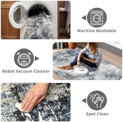 3x20 Long Hallway Runner Rug Non-Slip Washable Rugs Midnight Sky - Image 4