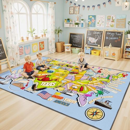 USA Map Kids Rug for Playroom, Bedroom, Classroom 3x5 by Unknown