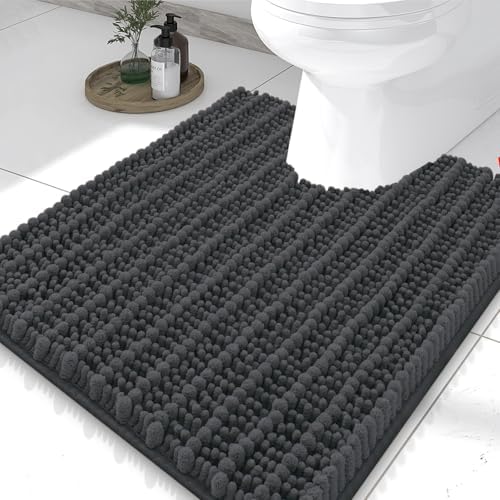 Smiry Bathroom Toilet Rugs U Shaped 24X20, Chenille Bath mats for Toilet by Smiry