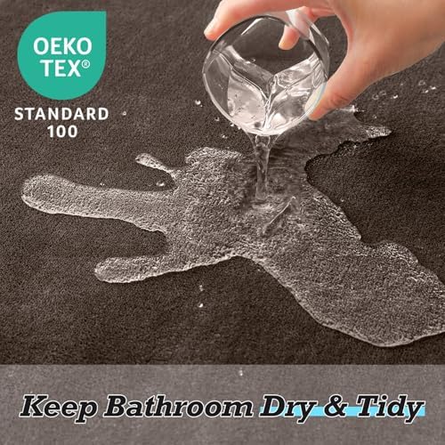 HUXMEYSON Bathroom Rugs Sets 2 Piece, Non-Slip & Quick Dry Bath Mat Set, Ultra Soft Velvet Bath Rugs for Bathroom, Toilet and Shower Floor, Brown - Image 5