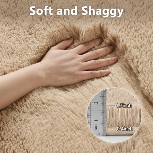 10x14 Extra Large Fluffy Shaggy Area Rugs Non-Slip for Living Room Beige - Image 6