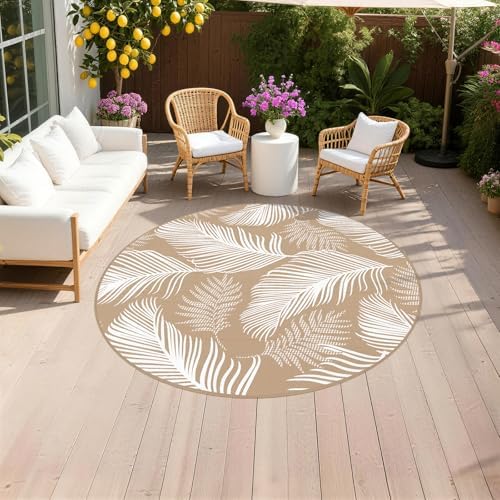 Pauwer Waterproof Outdoor Rug 6ft, Plastic Straw Patio Rug, Leaf Brown by Pauwer
