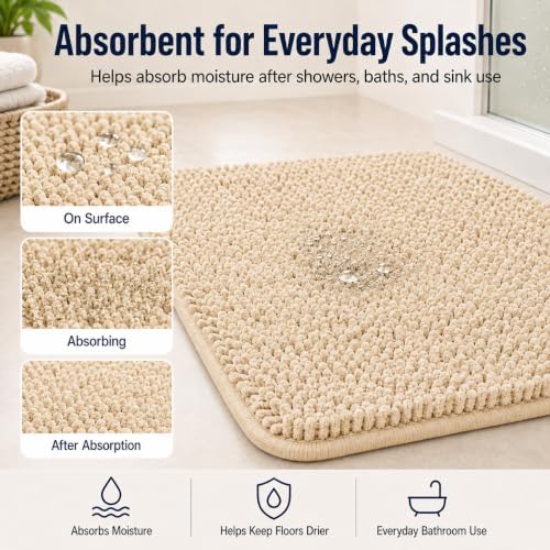 RUN HELIX Beige Bath Mat Set - 32"L x 20"W + 24"L x 16"W, Non Slip, Machine Washable, Home Decor - Image 6