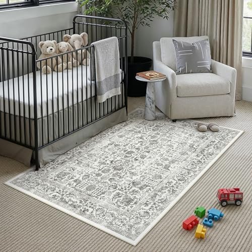 PureCozy Black Small Area Rug 3x4 Vintage Floral - Image 2