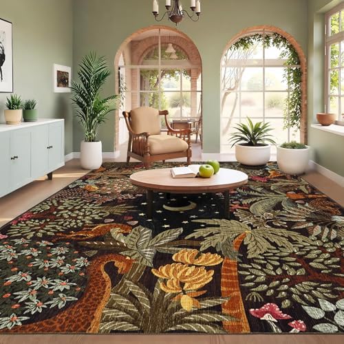 GarveeHome Large Area Rugs 10x13 for Living Room, Jungle Animal Washable Rug Soft Non Slip Backing Floor Mat Carpet Indoor Thin Accent Rug for Bedroom Dining Room Playroom Nursery Home Decor by GarveeHome