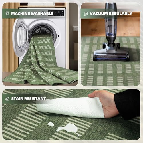 Washable Rugs 8x10 Area Rugs for Living Room,Ultra Soft Faux Wool Retro Carpets,Non Slip Backing,Durable Edge Binding,Stain Resistant,The Large Carpet for Bed Room,Dining Room,Office Decor - Image 3