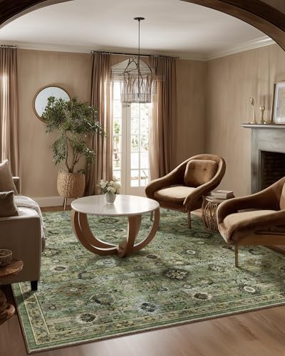 Washable Area Rugs for Living Room: 5x7 Rug Boho Vintage Rugs Stain Resistant Non Slip Low Pile Lightweight Soft Carpets for Bedroom Kitchen Dining Room Nursery Kids Room Farmhouse Home Office by palohom