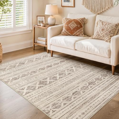 Nakagishi Boho 4x6 Area Rug Living Room Rugs Machine Washable Dark Brown by NakagishiAreaRug