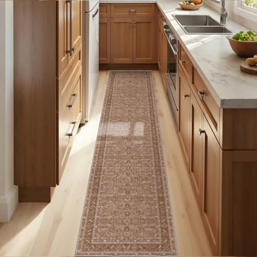OPPODREAM Vintage Light Brown Area Rugs 2x12, Washable Rug for Living Room by OPPODREAM