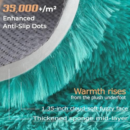5x7 Area Rug for Living Room: Fluffy Shag Soft Washable Rugs Fuzzy Plush Indoor Carpet for Bedroom Nursery Playroom Dorm Kids Girls Boys Room (Teal Blue, 5'x7') - Image 4