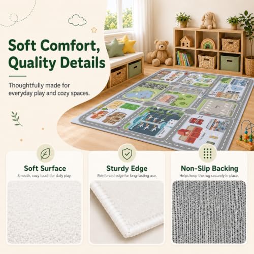 Nayoroom Kids City Community Rug, Airport and Roads, Non-Slip, 5 x 7 ft - Image 3