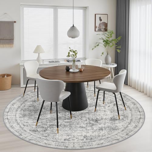 Round Area Rug Living Room: 8 ft Modern Washable Indoor Carpet - Image 4