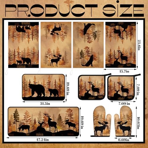 Fourluoo 10 Pcs Rustic Cabin Kitchen Decor Set Wildlife Decorations - Image 3