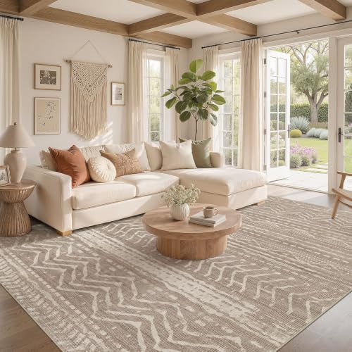 Nakagishi Boho 5x7 Area Rug Living Room Rugs Machine Washable Dark Brown - Image 2