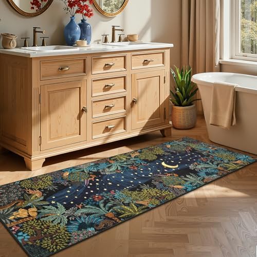 GarveeHome 2.5x8 Jungle Hallway Runner Rug, Soft Green Animal Long Kitchen Runner Non Slip Entryway Rug Farmhouse Thin Laundry Mat Stain Resistant Carpet for Bathroom Beside - Image 2
