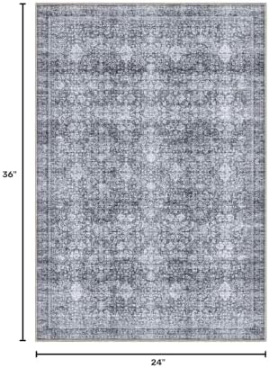 Sasttie 2x3 Area Rugs, Ultra-Soft Washable Rug for Living Room, Black Grey - Image 2