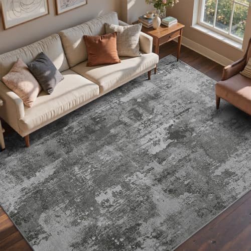 5x7 Ft Abstract Washable Area Rugs for Living Room Dark Grey by Cuzwlovita