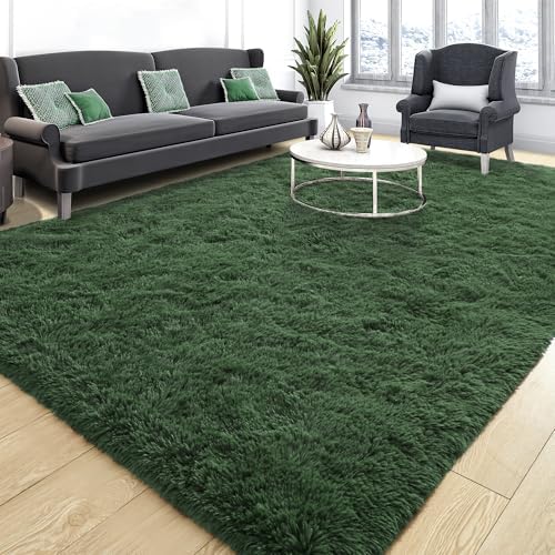 Tepook 6x9 Fluffy Dark Green Area Rugs for Living Room Bedroom - Image 3