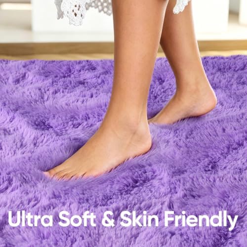5x7 Purple Fluffy Soft Area Rug Non-Slip for Living Room Bedroom Playroom - Image 5