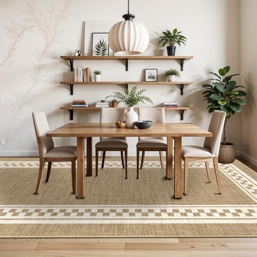 Faux Linen Washable Rug Smooth Breathable Mat 5x12 Warm Brown - Image 3